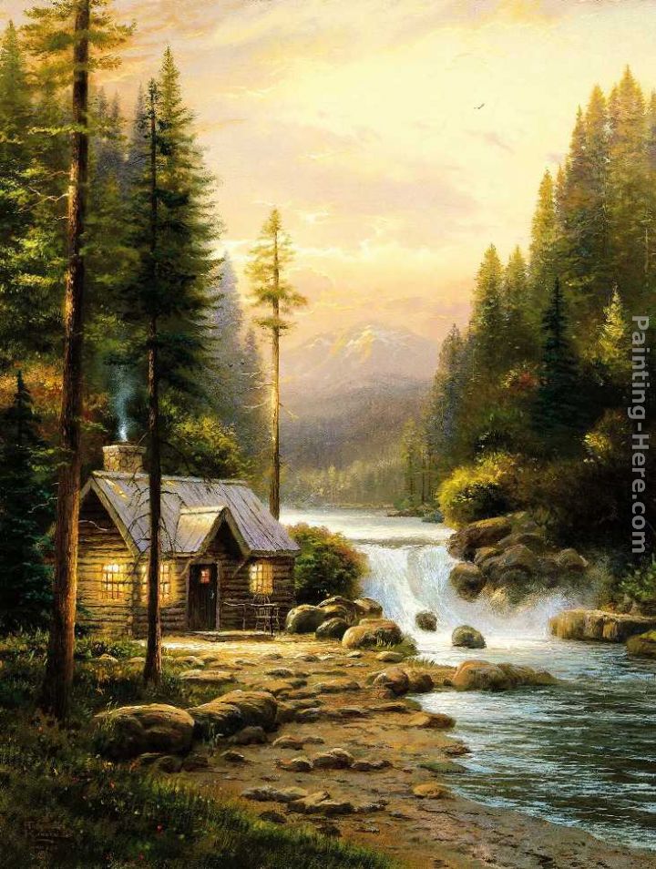 Evening In The Forest painting - Thomas Kinkade Evening In The Forest art painting